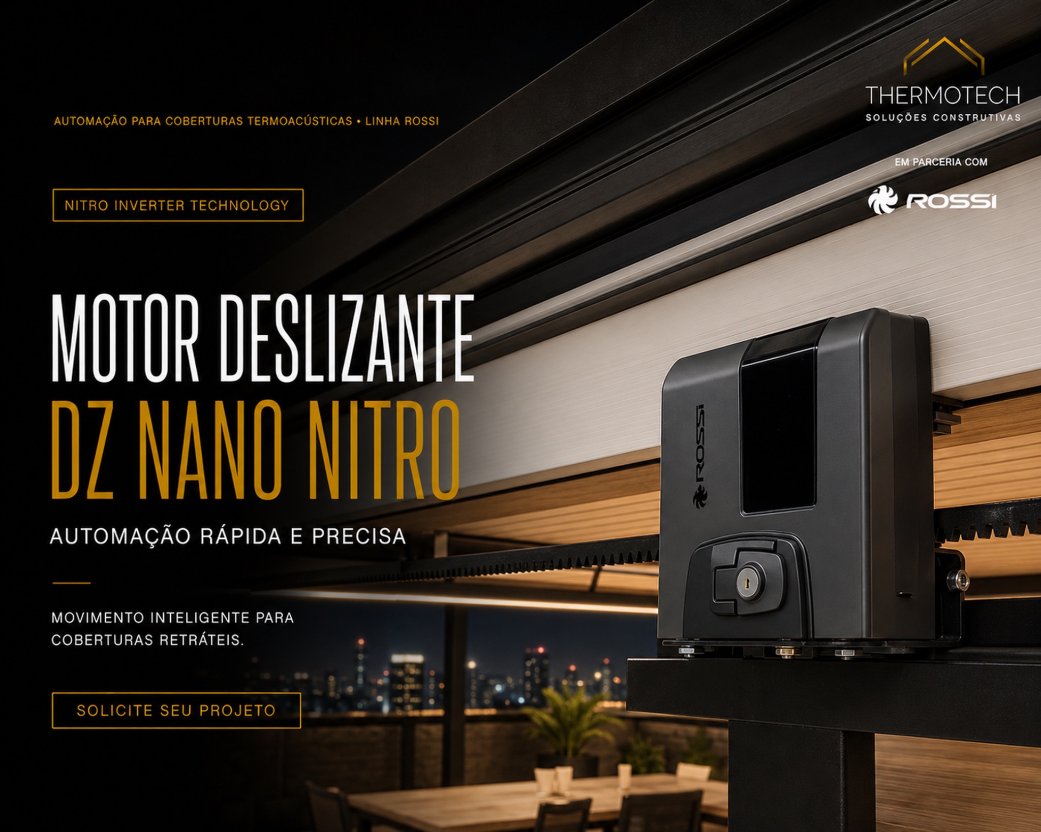 Motor deslizante Rossi DZ Nano Nitro para cobertura retrátil